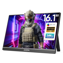 ARZOPA 16.1''144Hz Portable Monitor, 106% sRGB FHD 1080P Kickstand Portable Gaming Monitor
