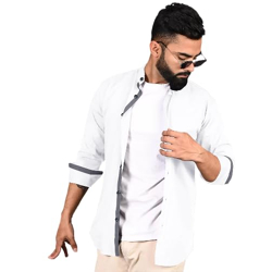Tee Projekt Shirt for Men Cotton Spread Collar Button Down Long Sleeve Shirt HOME, Regular, Home (Pack of 1)