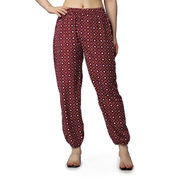 POPWINGS Casual Printed Joggers for Summer || Latest Stylish Women Joggers for Summer || Loose-Fit Pull On Joggers for Women || Women Joggers Pants for Summer