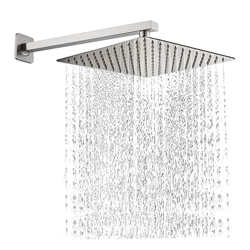 Stainless Steel Straight Ultra Slim High Pressure Rainfall Shower Head for bathroom With Arm Fit (Pack of 1) (4 Inch)