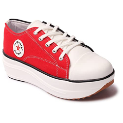 Longwalk Women Canvas Sneaker High Sole Multi Color Shoes for Girl's