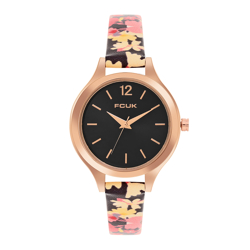 FCUK Women Textured Dial & Leather Straps Analogue Watch FK00032E