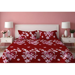 DREAMLET Prime Collections 160TC Pure Cotton Wrinkelfree Breathable Supersoft Double Flat Bedsheet with 2 Pillow Covers