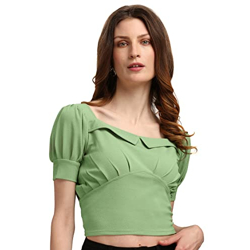 PURVAJA Womens Imported Sweetheart Neck Top(Sara-186-Parrot_Parrot_Medium)