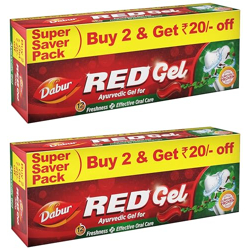 Dabur Red Gel Ayurvedic Toothpaste - 300g (150g x 2, Pack of 4) | Reduction in Bad Breath, Plaque...