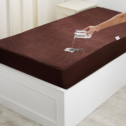 Amazon Brand - Solimo Water Resistant Cotton Mattress Protector, Single Bed Size (75x36 inch), Coffee