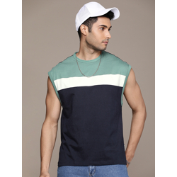 Roadster The Life Co. Colourblocked Relaxed Fit Pure Cotton T-shirt