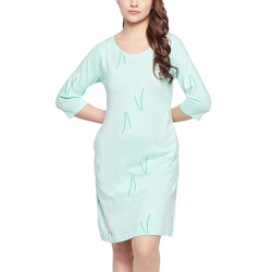 Clovia Women's Cotton Pretty Florals Short Night Dress (NS1489A03_Blue_XXL)