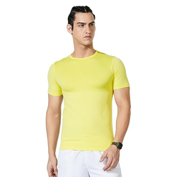 Amazon Brand - Symactive men's Regular Seamless Sports T-Shirt (SS22-M-T-016_Butter Cup S)