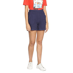 Oxolloxo Women Regular Fit Cotton Solid Casual Navy Shorts
