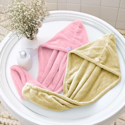 Status Contract Head Towel|Pack of 2 Microfiber Quick Dry Towel|Super Absorbent & Soft|Luxury Spa Towels with Hook|Lightweight Travel Towel|Hair Towel for Men & Women|(Yellow & Pink), 200 Tc