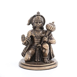 Mishtienterprises Bronze Antique Hanuman ji Idol Statue for car Dashboard Home Decoration Gifts (9 x 5 x 5 CM)