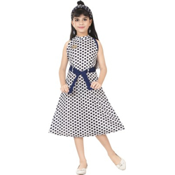 VASTRA FAB Baby Girls Midi/Knee Length Casual Dress(White, Sleeveless)