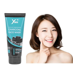 Yana Instant Whitening Activated Charcoal Face Wash for Men & Women, for Brightening Dark Spots & Blackheads, Deeply Cleanses Pores with Niacinamide & Kojic & Salicylic Acid, for Instant Tan Removal