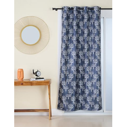 Amazon Brand - Solimo Premium Polyester Opaque Tab Top Curtains| 225 GSM | 7 Ft | Floral Print Fabric | Easy Maintenance (Set of 2, Grey)