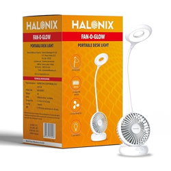 Halonix Polycarbonate Fan-O-Glow Portable Led Desk Light | Study Lamp 