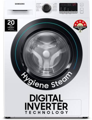 SAMSUNG 8 kg 5 Star, Inverter, Hygiene Steam Digital Inverter Fully Automatic Front Load Washing ...