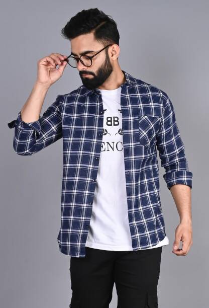 Men Slim Fit Checkered Casual Shirt