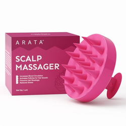 Arata Scalp Massager with Medical-Grade Silicone Bristles | For Dry, Oil Massage, Shampoo & Conditioning | Exfoliates, Boosts Hair Growth, Blood Flow, Prevents Dandruff & Hair Loss | For Men & Women