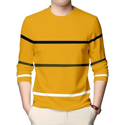 AUSK Round Neck Full Sleeve Regular Fit T-Shirt for Men Color-Mustard (Size-Large)