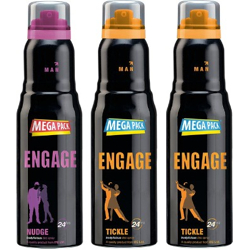 Engage Deo Combo 1 Nudge 220ml and 2 Tickle 220ml, Spicy Fragrance Deodorant Spray  -  For Men(660 ml, Pack of 3)