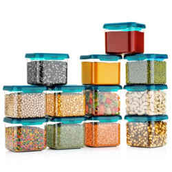 Nexium Unbreakable Plastic Storage Jars & Container Set Of 12 (500ml,Seagreen)