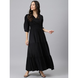 Raiyani Enterprise Women Fit and Flare Black Dress