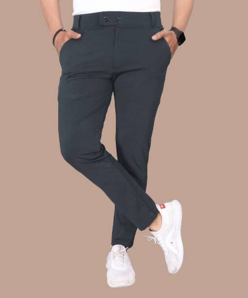 Men Regular Fit Multicolor Lycra Blend Trousers