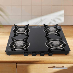 Flipkart SmartBuy Plain Sleek 4B Toughened Glass Tornado Burner(Bk)Glass Manual Gas Stove Glass Manual Gas Stove(4 Burners)