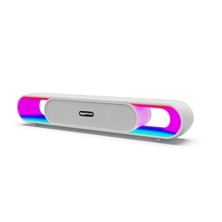 amazon basics SB18R 18W Bluetooth Soundbar with 2000 mAh Battery | 2X Bass | Up to 8 hrs of Playback | RGB LED Lights | Bluetooth 5.3, Aux & USB Connectivity (White)