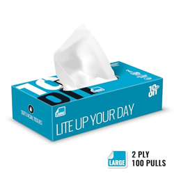 10on Lite Soft Facial Tissues - Large Size - 2 Ply, 100 Pulls,Size 20 x 20 cms