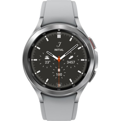 SAMSUNG Galaxy Watch 4 Classic, 46mm Super AMOLED LTE, Calling Body Composition Tracking(Silver Strap, Free Size)