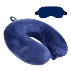 BigPlayer Travel Neck Pillow & Eye Mask Set  Soft Memory Foam Support for Flights, Cars & Trains  Comfortable U-Shaped Pillow for Neck Pain Relief & Sleeping