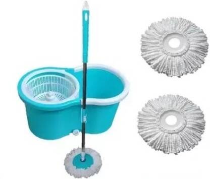 Ayush Premium Basket 360 Self Spin with Rotating Head with 2 extra refill Mop Set(Green, White)