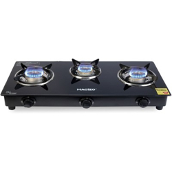 MACIZO Preto ISI Certified with 1 Year Warranty (with Doorstep Service) Glass Manual Gas Stove(3 Burners)