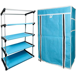 turbomax Portable Storage Free Standing Shoe Organizer with Non-Woven Fabric Cover Metal Shoe Rack(Blue, 4 Shelves, DIY(Do-It-Yourself))