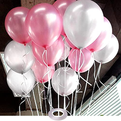 AMFIN (Pack of 25) 10 inch Metallic Balloons Pink and Silver for Birthday Decoration, Decoration for Weddings, Engagement, Baby Shower, Anniversary Party, Theme - Pink & Silver