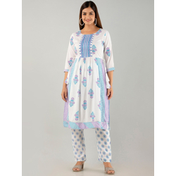 KALINI Floral Printed Pleated Gotta Patti Kurta with Pyjamas