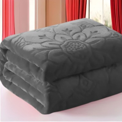 MAGICAL Floral Double Mink Blanket for  Mild Winter(Microfiber, Grey-01)