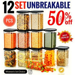 Womens 1st Choice Plastic Grocery Container  - 1200 ml(Pack of 12, Black)