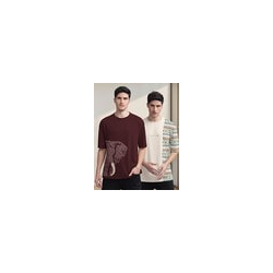Pack of 2 Men Graphic Print Oversized Fit Crew-Neck T-Shirts