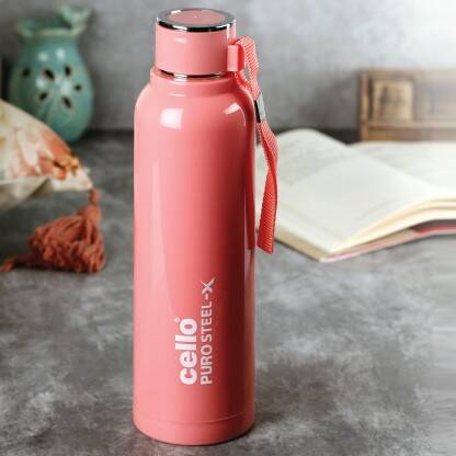 cello Puro -X Benz 900 Insulated Inner Outer Water 730 ml Bottle(Pack of 1, Pink, Steel, Plastic)