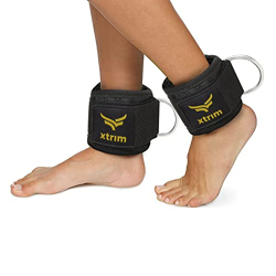 XTRIM Durafit Unisex Stylish Ankle Straps with Metal D-Rings for Cable Machine, Kickbacks and Glutes Workouts, Adjustable Ankle Straps, Curls & Hip Abductors with Padded Neoprene Support (Blue)