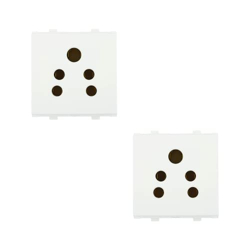 Anchor by Panasonic Penta Modular 2M 6 A Polycarbonate 2 In 1 Socket W/O Shutter, White, (Pack of 2) (65208)