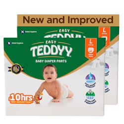 TEDDYY Baby Easy Large Diaper Pants 124 Count (Pack of 2), 9-14 kgs, 10 hrs Leak Protection, Anti - Bacterial