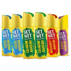 SET WET Cool, Charm, Swag & Mischief Avatar Deodorant & Body Spray Perfume, Pack of 6(6 Items in the set)