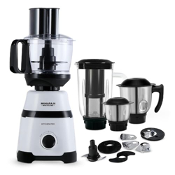 Maharaja Whiteline Kitchen Pro Mixer Grinder With 4 Jar, 800 Watts - Mx-266, 5 Year Warranty On Motor (White & Black)