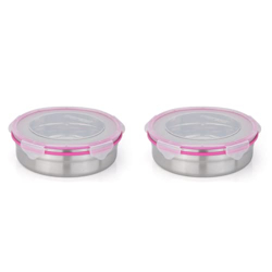 STEELLOCK Airtight Stainless Steel Containers for Kitchen  Food Storage Containers with Lids Leak Proof For Fridge Office Kids School (1950 ml, Pink, Pack of 2, SL-1502)
