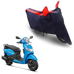 Oshotto Dust Proof Double Mirror Pocket Taffeta Bike Body Cover Compatible with Hero Pleasure (Red, Blue)