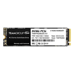 TEAMGROUP MP33 256GB Nvme M.2 2280 Pcie Gen 3 Gaming SSD, 3D NAND TLC, SLC Cache, Internal Solid State Drive, Speed Up to 1600/1000 MB/s, High Performance, Low Latency, ECC Function, for PC & Laptop